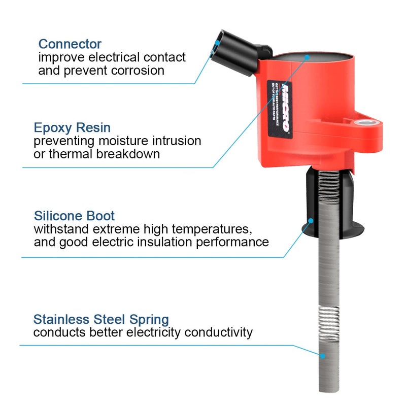 Micro DG508 Ignition Coil Pack High Engine 8 PCS Ignition Coil Curved Boot for Ford E150 E250 F150 F250 4.6L 5.4L V8 Lincoln Mercury Compatible Part DG508 DG457 DG472 DG491 F523 - Image 4